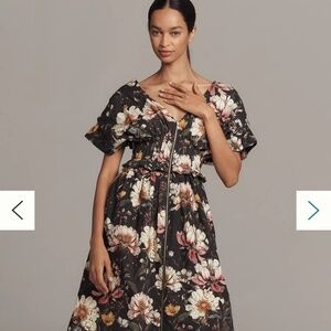 By Anthropologie V-Neck Zip-Front Midi Dress